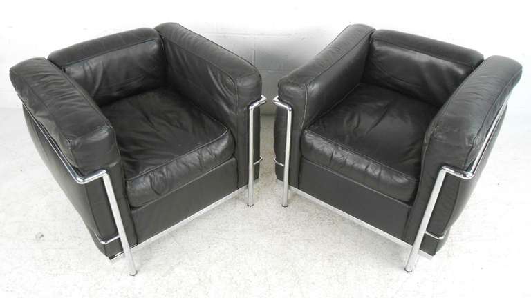 Mid-Century Modern Corbusier Style Mid Century Modern Lounge Chairs