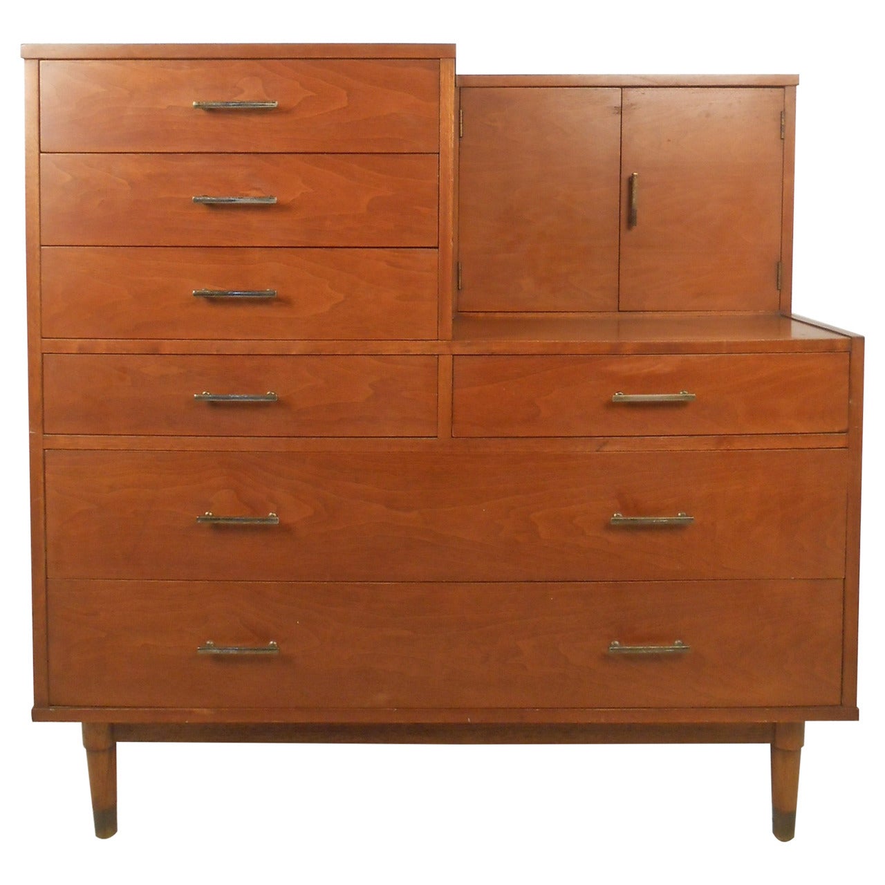 Tall Mid-Century Bedroom Dresser with Vanity by Drexel