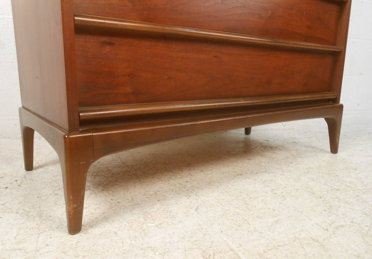 Late 20th Century Mid-Century Cane Front Highboy Dresser by Lane