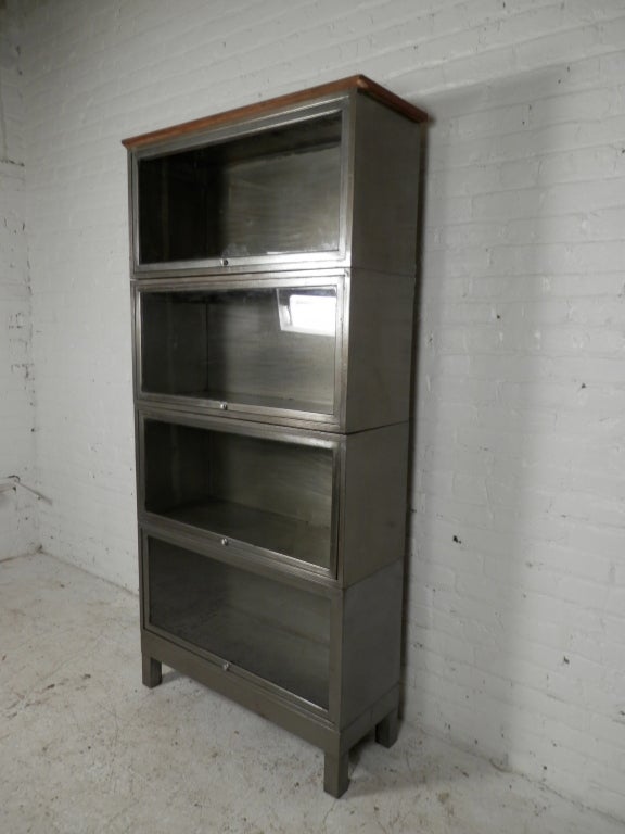 Four Stack Industrial Metal Barrister Bookcase