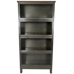 Four Stack Industrial Metal Barrister Bookcase