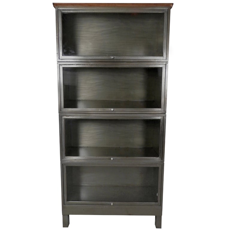 Four Stack Industrial Metal Barrister Bookcase at 1stDibs stacking