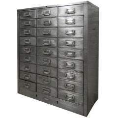 Vintage Twenty-Seven Drawer Industrial Metal File Cabinet