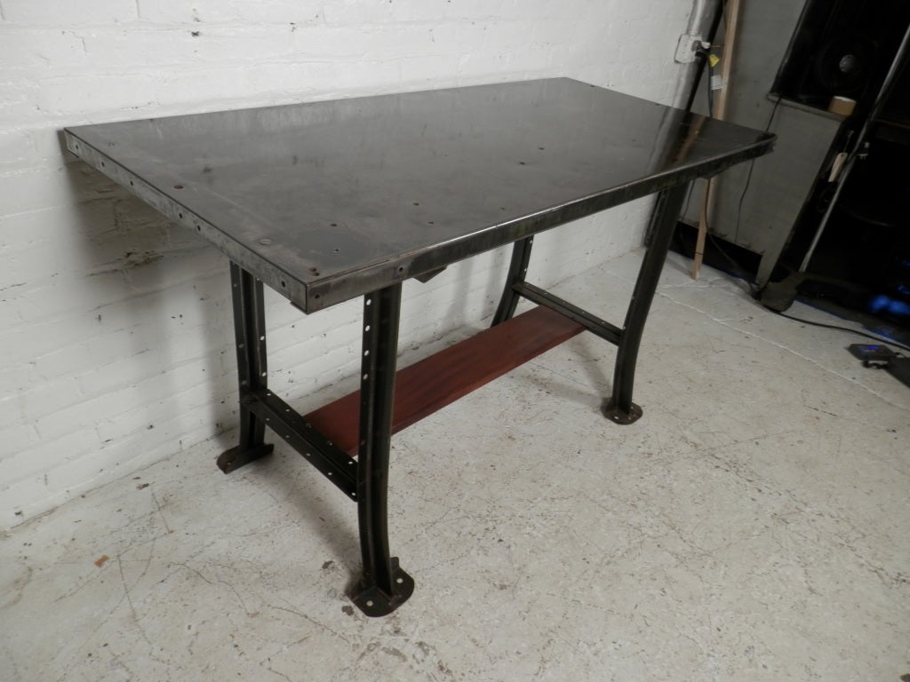 American Machine Age Style Iron Work Table