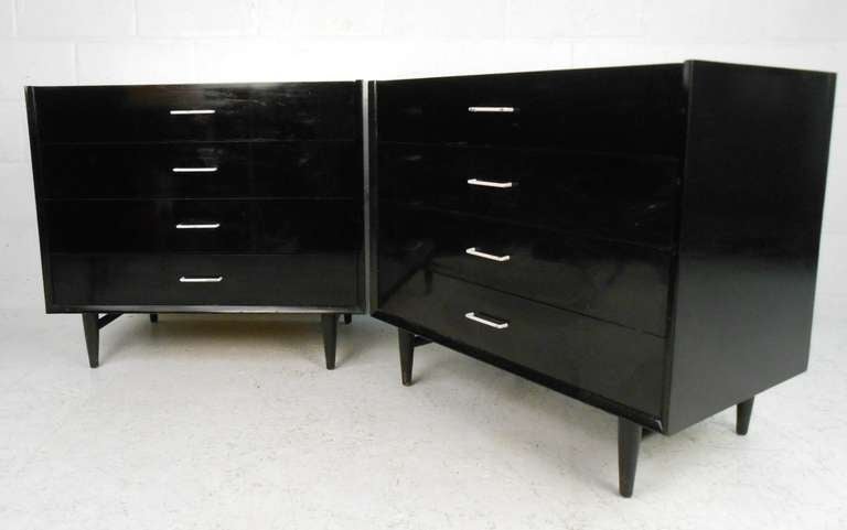 Pair of Black Lacquer Dressers