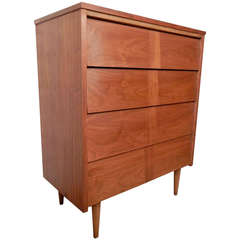 Mid-Century Modern Louvered Front Upright Dresser By Ward