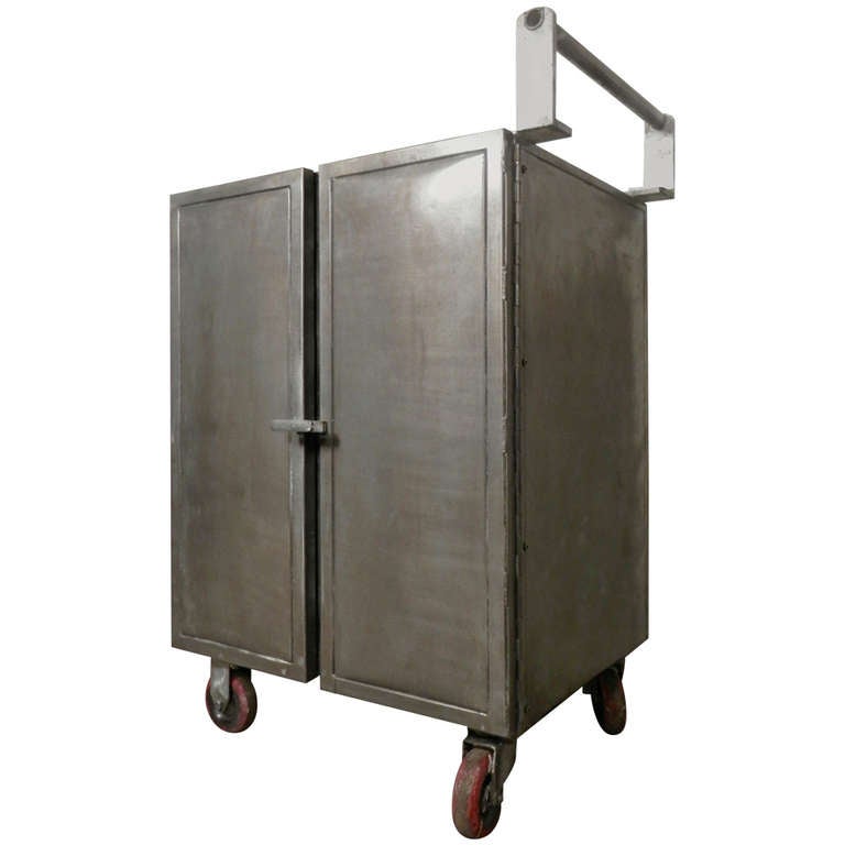 Mid Century Industrial Metal Rolling Cart For Sale at 1stdibs