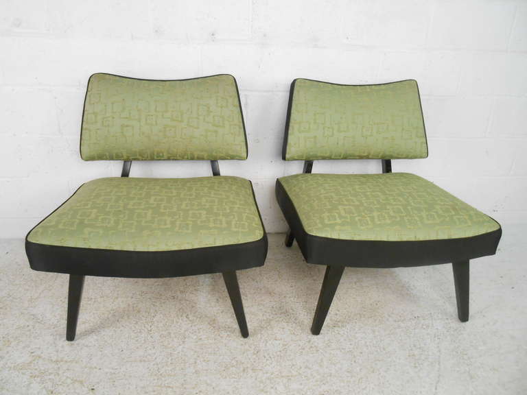 Mid-Century Modern Vintage Art Deco Slipper Chairs