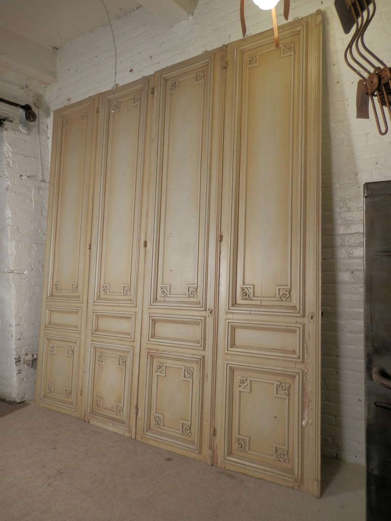 Large French architectural doors with charming detailing. Over nine feet tall, can be used as a long room divider.

(Please confirm item location - NY or NJ - with dealer).