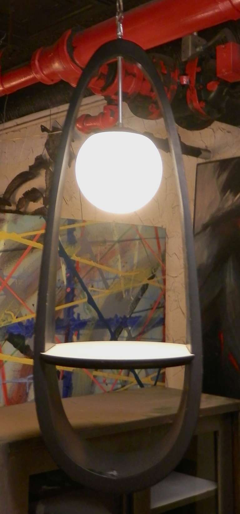 American Milo Baughman Style Mid-Century Modern Hanging Lamp