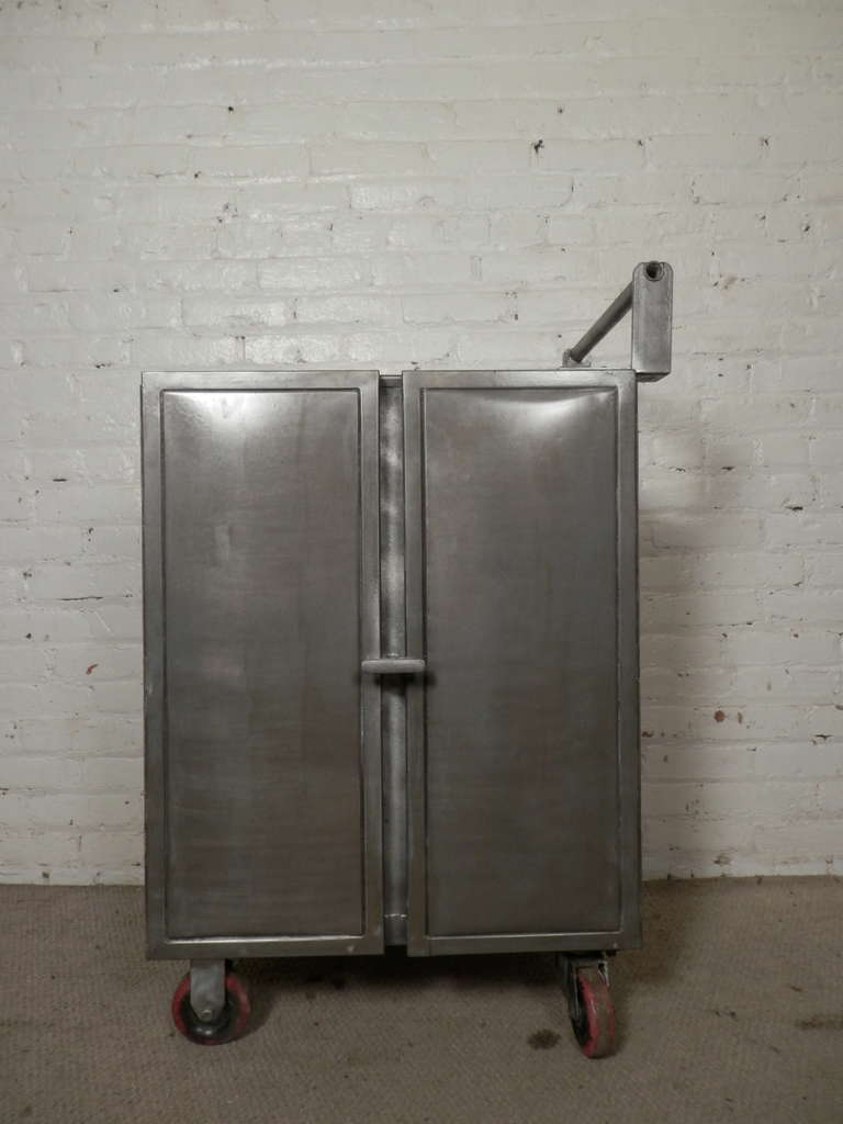 Mid Century Industrial Metal Rolling Cart For Sale at 1stdibs