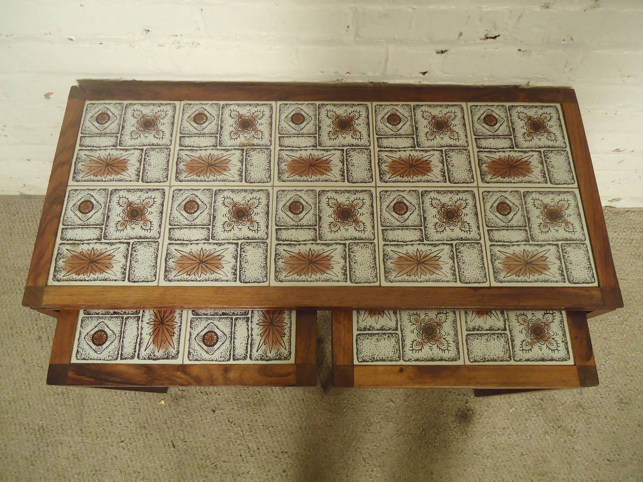 Mid-Century Modern Midcentury Tile-Top Table Set