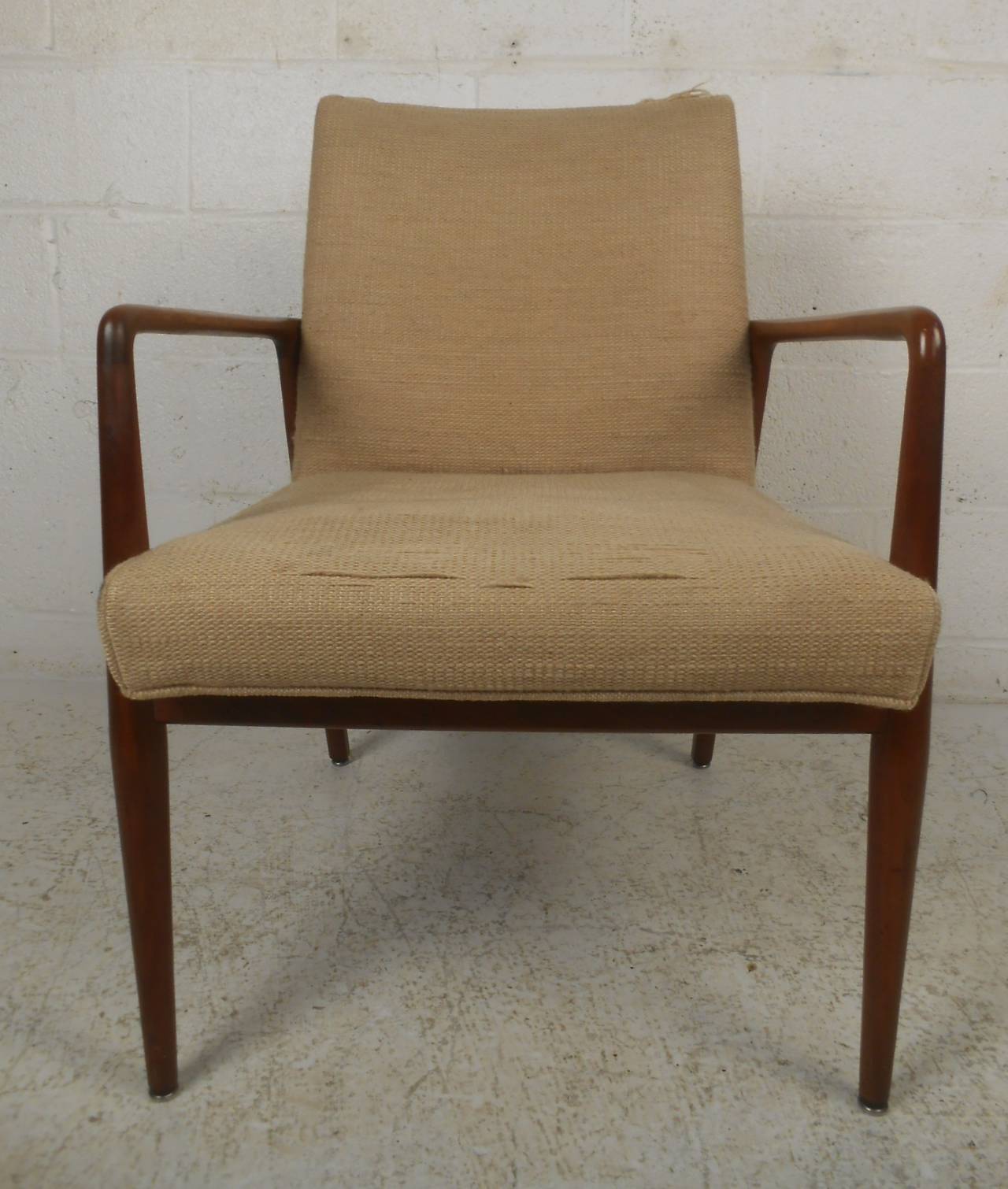 Mid-Century walnut frame side chair by Stow & Davis. Please confirm item location (NY or NJ) with dealer.