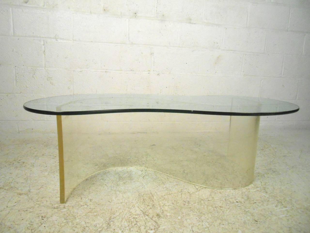 Mid-Century Modern Modern Lucite and Glass Free Edge Coffee Table