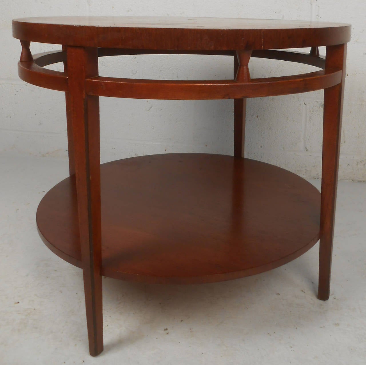 Midcentury Lane Style TwoTier Round Coffee Table For Sale