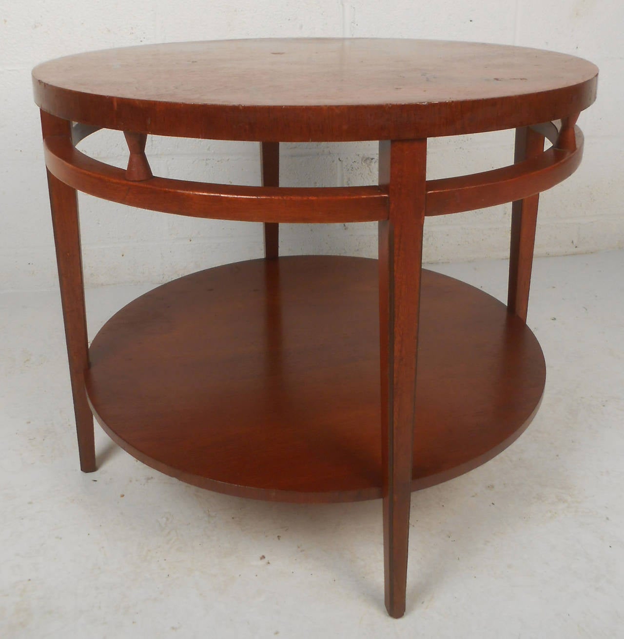Midcentury TwoTier Round Coffee Table For Sale at 1stDibs two tier round wood coffee table