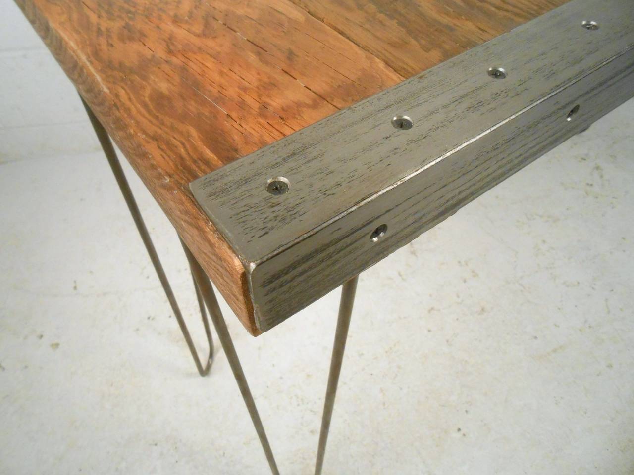 Industrial Console Table with Hairpin Legs In Good Condition In Brooklyn, NY
