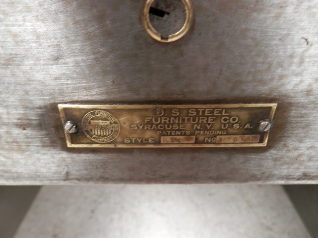 American Gorgeous Mid-Century Steel Roll Top Desk w/ Brass Hardware