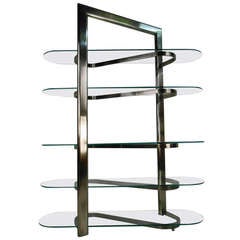 Modern Chrome and Glass Etagere or Display Shelf