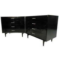 Pair of Black Lacquer Dressers
