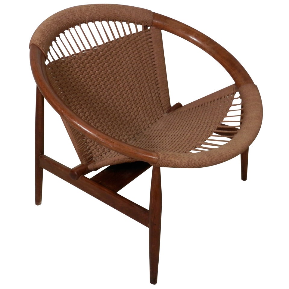 Illum Wikkelsø Style "Ringstol" Rope Chair