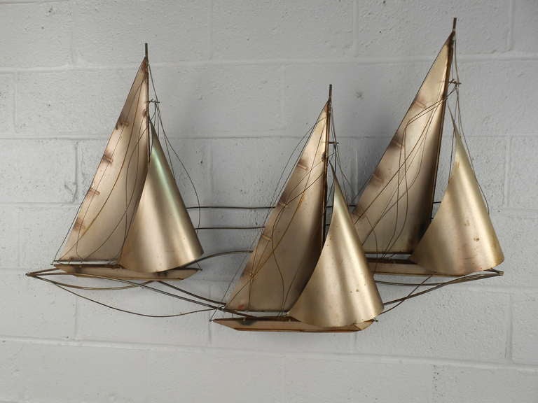 Large scale sailboat wall sculpture signed & dated, C. Jere 1977. Please confirm item location (NY or NJ) with dealer.