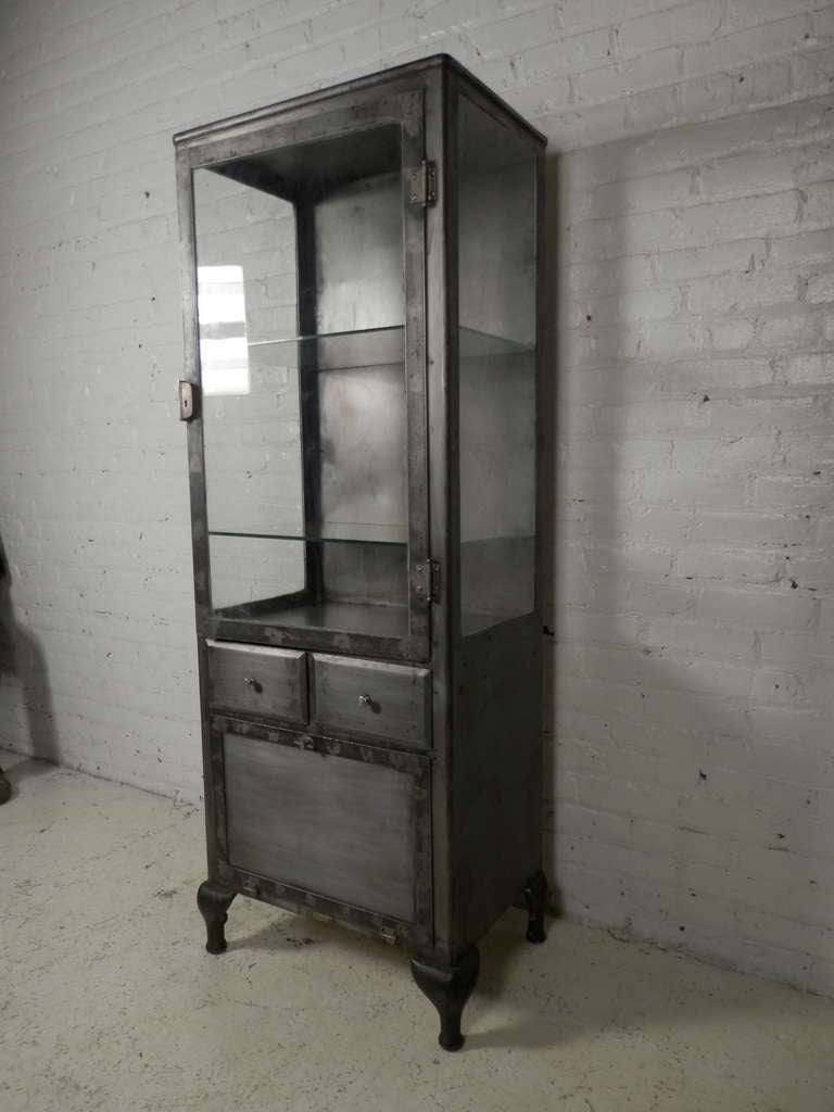 Tall Gl Front Metal Display Cabinet For At 1stdibs