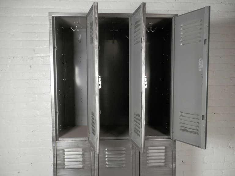 Industrial Vintage Locker Set In Brushed Metal Finish