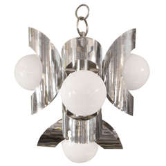 Vintage Mid-Century Modern Polished Chrome Chandelier 7