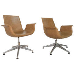 Pair of Leather Swivel Office/Dining Chairs