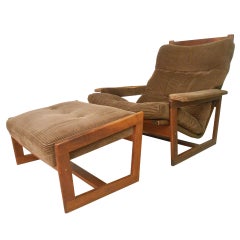 Midcentury Lounge Chair and Ottoman Set