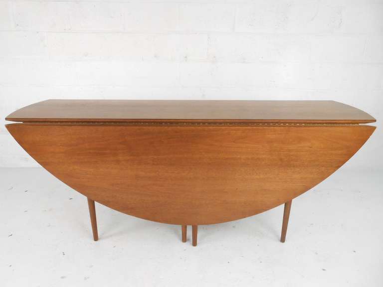 Mid-Century Modern Edward Wormley Style Oval, Drop-Leaf Table