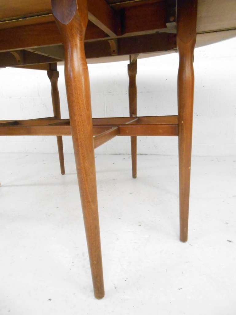 Walnut Edward Wormley Style Oval, Drop-Leaf Table