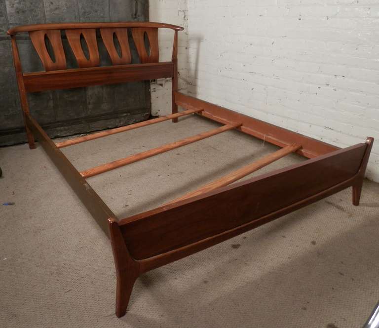 American Sculpted Mid-Century Modern Bed Frame By Kent Coffey