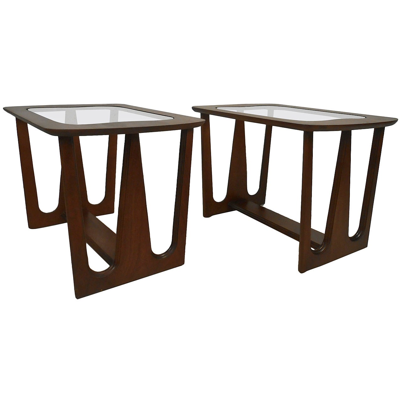Pair of Mid-Century Modern Walnut Side/End Tables