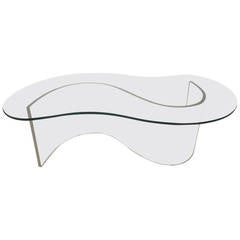 Modern Lucite and Glass Free Edge Coffee Table 9