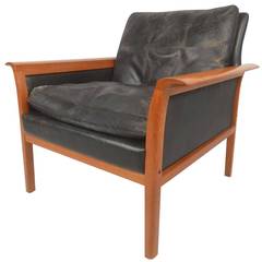 Mid-century Leather and Teak Lounge Chair By Hans Olsen Mid-century Leather and Teak Lounge Chair By Hans Olsen