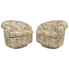 Thayer Coggin Style Round Lounge Chairs 7