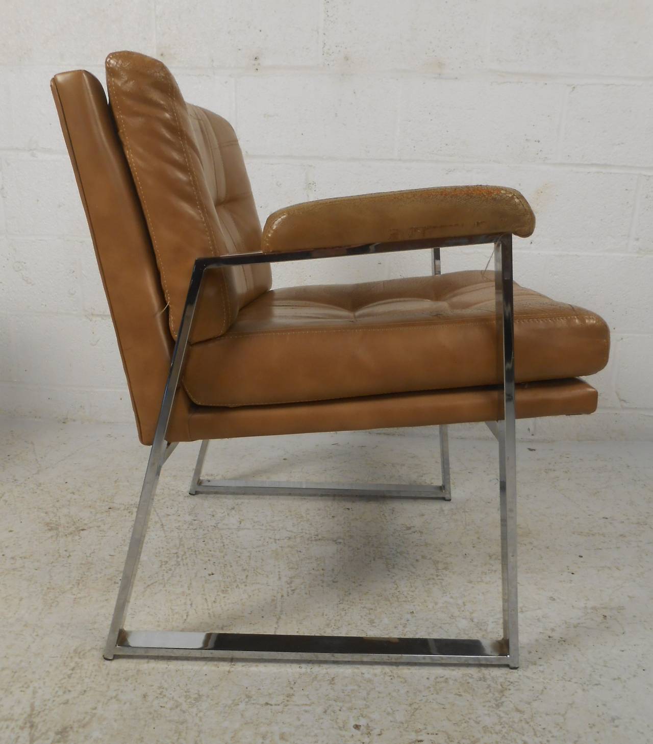 Mid-Century Modern Pair of Midcentury Chrome Side Chairs after Milo Baughman
