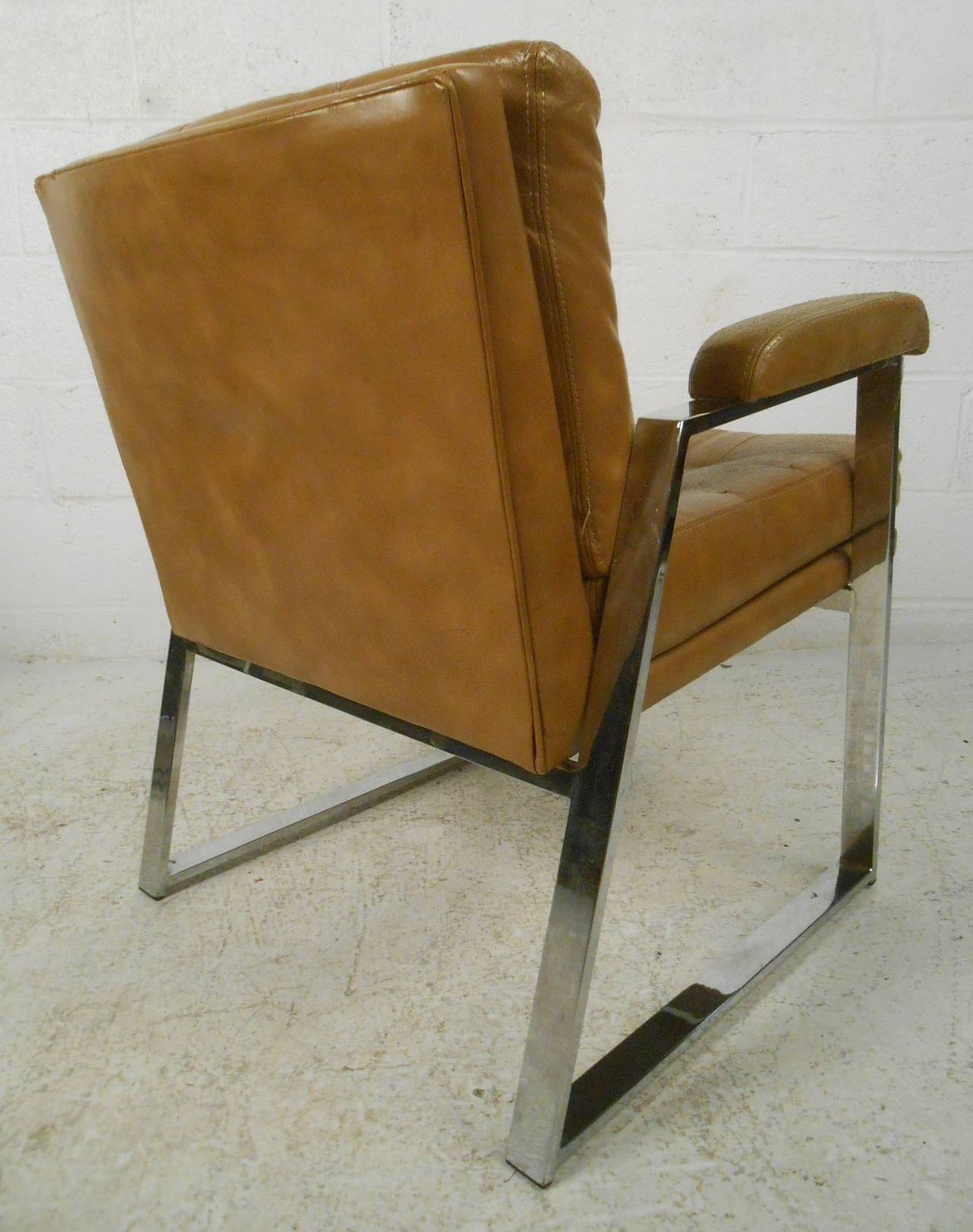 American Pair of Midcentury Chrome Side Chairs after Milo Baughman