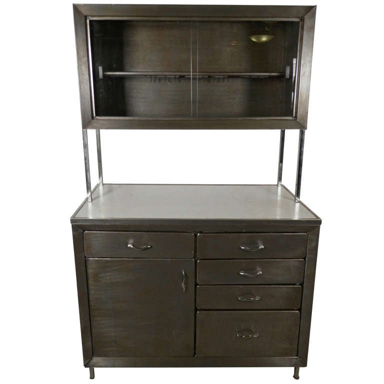 Rare Industrial Metal Hutch w/ Removable Top at 1stDibs industrial