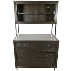 Rare Industrial Metal Hutch w/ Removable Top