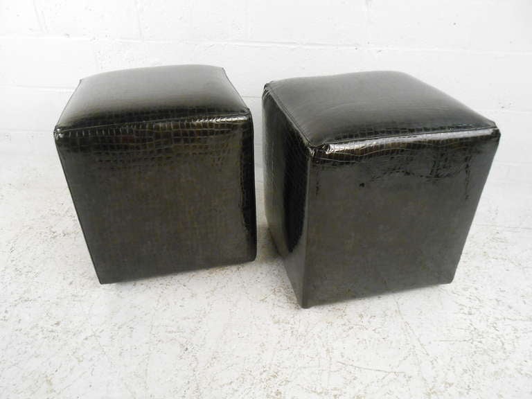 These beautiful faux-gator ottomans are the perfect addition to any room (Please confirm item location NY or NJ).