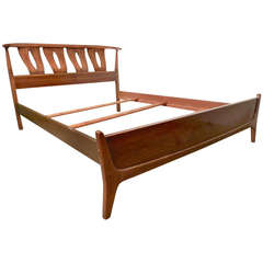 Sculpted Mid-Century Modern Bed Frame By Kent Coffey