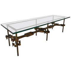 Decorative Iron and Glass Coffee Table