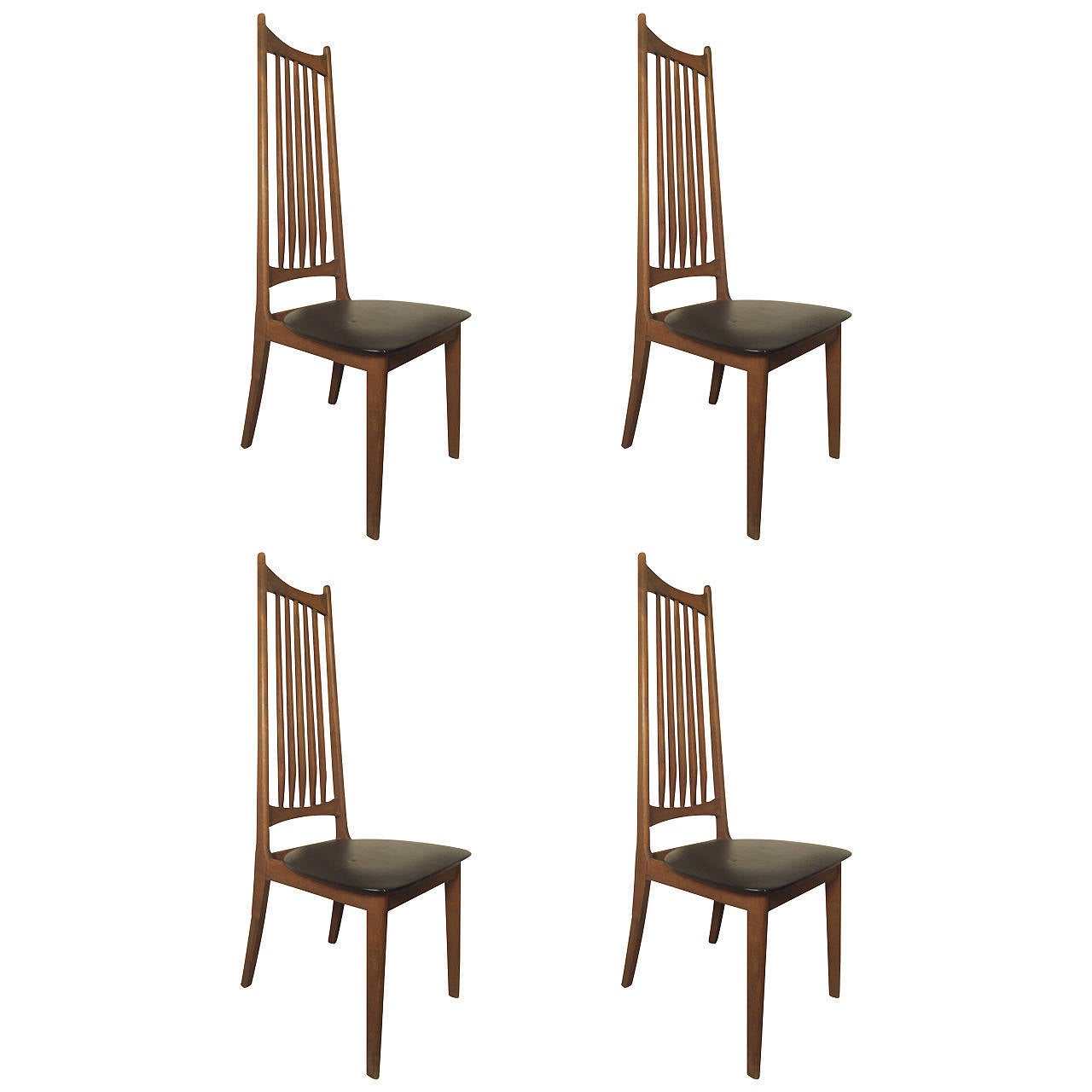 Four Midcentury High Back Chairs For Sale at 1stdibs