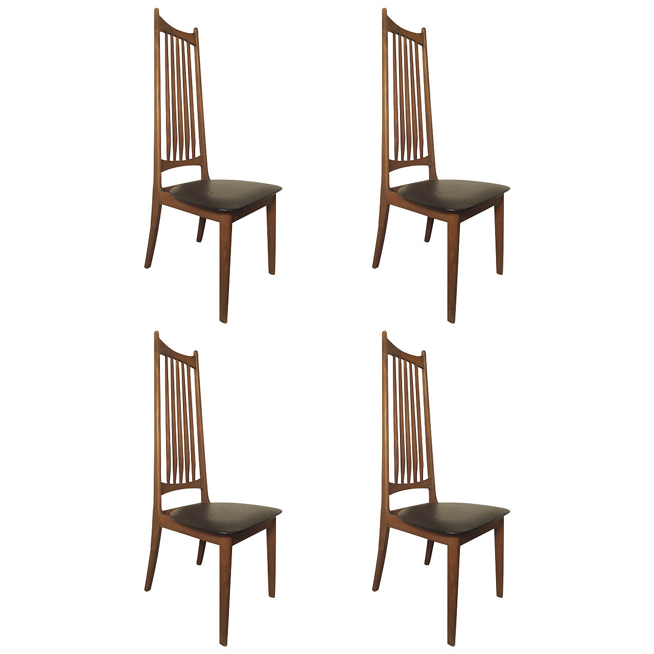 Four Midcentury High Back Chairs