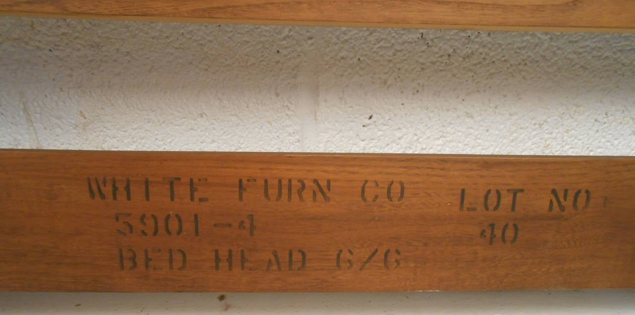 Wicker Mid-Century Modern Walnut Headboard by White Furniture Co For Sale