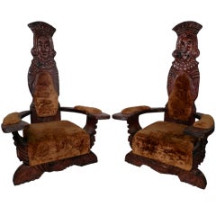 Pair Of Large Witco Co. Carved Arm Chairs
