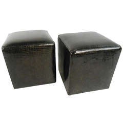 Vintage Pair of Rolling Cube Ottomans